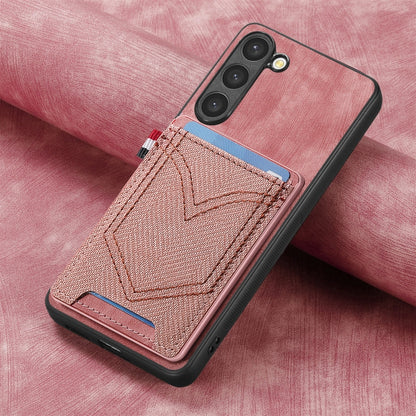For Samsung Galaxy S25 5G Denim Texture Leather Skin Phone Case with Card Slot(Pink) by buy2fix