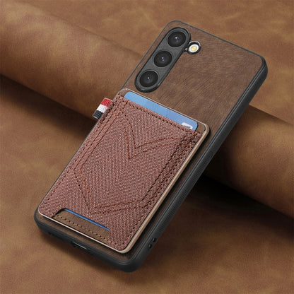 For Samsung Galaxy S25+ 5G Denim Texture Leather Skin Phone Case with Card Slot(Brown) by buy2fix