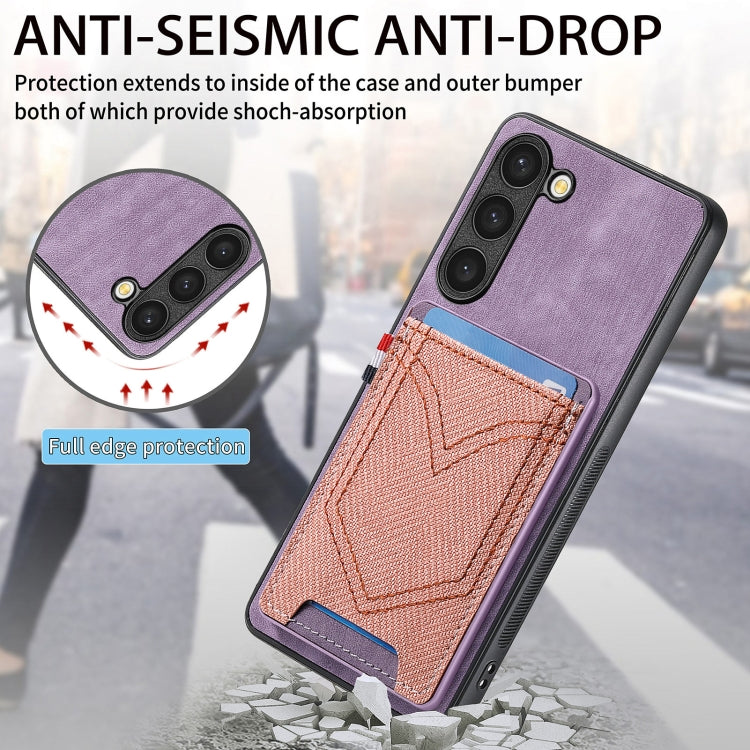 For Samsung Galaxy S25+ 5G Denim Texture Leather Skin Phone Case with Card Slot(Purple) by buy2fix