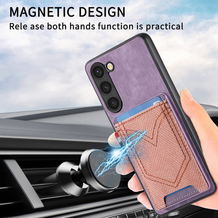 For Samsung Galaxy S25+ 5G Denim Texture Leather Skin Phone Case with Card Slot(Purple) by buy2fix
