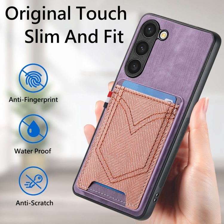 For Samsung Galaxy S25+ 5G Denim Texture Leather Skin Phone Case with Card Slot(Purple) by buy2fix