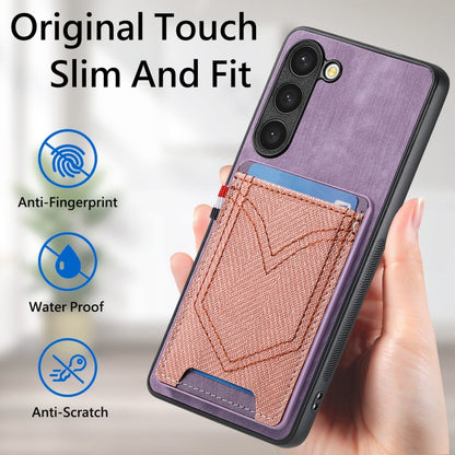 For Samsung Galaxy S25+ 5G Denim Texture Leather Skin Phone Case with Card Slot(Purple) by buy2fix