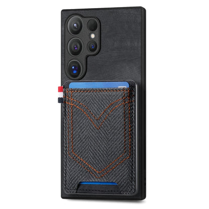 For Samsung Galaxy S25 Ultra 5G Denim Texture Leather Skin Phone Case with Card Slot(Black) by buy2fix