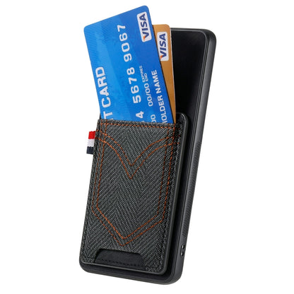 For Samsung Galaxy S25 Ultra 5G Denim Texture Leather Skin Phone Case with Card Slot(Black) by buy2fix