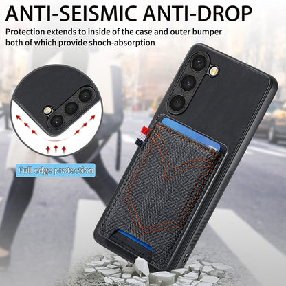 For Samsung Galaxy S25 Ultra 5G Denim Texture Leather Skin Phone Case with Card Slot(Black) by buy2fix