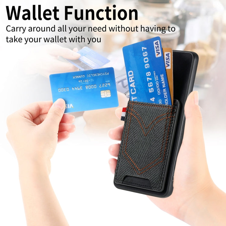For Samsung Galaxy S25 Ultra 5G Denim Texture Leather Skin Phone Case with Card Slot(Black) by buy2fix