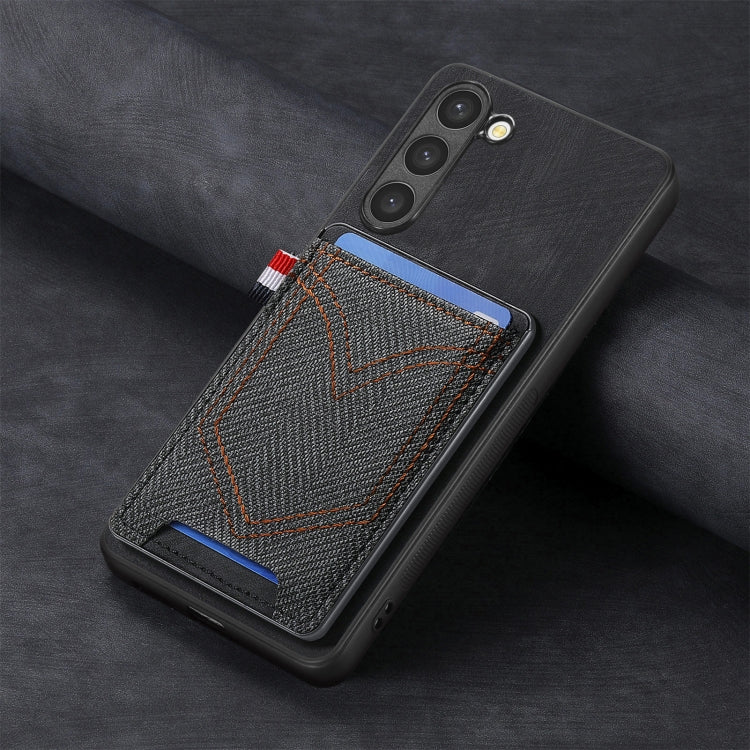 For Samsung Galaxy S25 Ultra 5G Denim Texture Leather Skin Phone Case with Card Slot(Black) by buy2fix