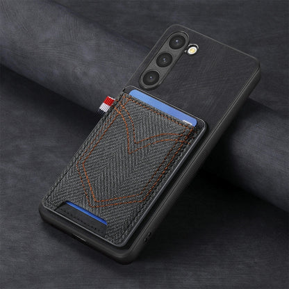 For Samsung Galaxy S25 Ultra 5G Denim Texture Leather Skin Phone Case with Card Slot(Black) by buy2fix