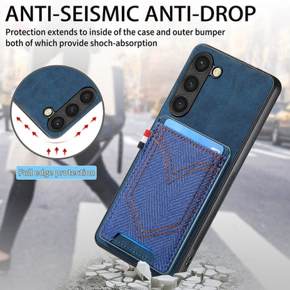For Samsung Galaxy S25 Ultra 5G Denim Texture Leather Skin Phone Case with Card Slot(Blue) by buy2fix