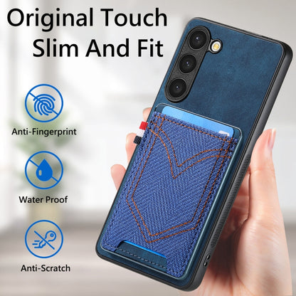 For Samsung Galaxy S25 Ultra 5G Denim Texture Leather Skin Phone Case with Card Slot(Blue) by buy2fix