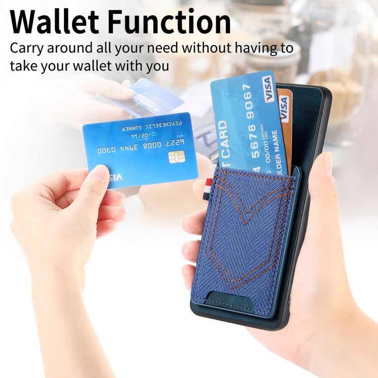 For Samsung Galaxy S25 Ultra 5G Denim Texture Leather Skin Phone Case with Card Slot(Blue) by buy2fix