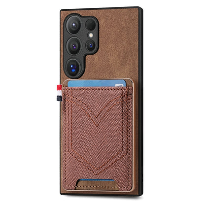 For Samsung Galaxy S25 Ultra 5G Denim Texture Leather Skin Phone Case with Card Slot(Brown) by buy2fix