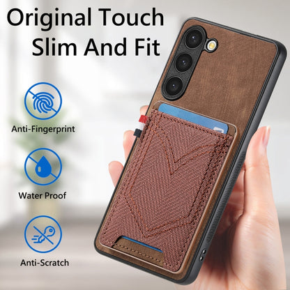 For Samsung Galaxy S25 Ultra 5G Denim Texture Leather Skin Phone Case with Card Slot(Brown) by buy2fix