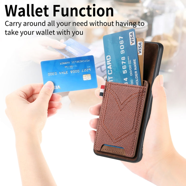 For Samsung Galaxy S25 Ultra 5G Denim Texture Leather Skin Phone Case with Card Slot(Brown) by buy2fix