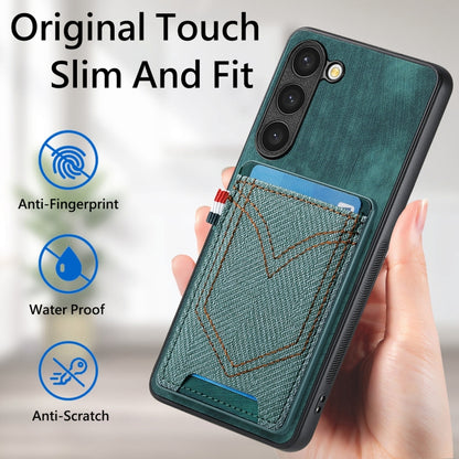 For Samsung Galaxy S25 Ultra 5G Denim Texture Leather Skin Phone Case with Card Slot(Green) by buy2fix