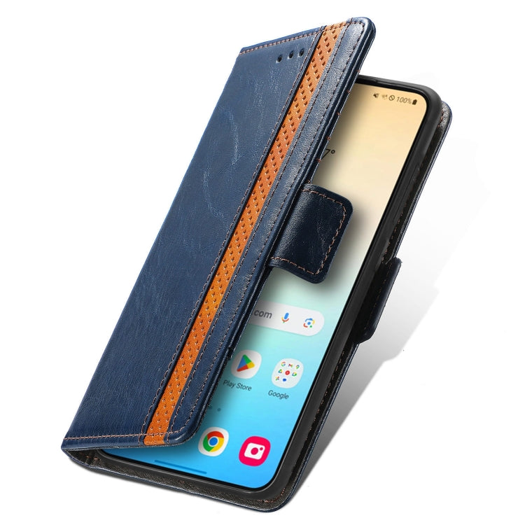 For Samsung Galaxy S24+ 5G CaseNeo Splicing Dual Magnetic Buckle Leather Phone Case(Blue) - Galaxy S24+ 5G Cases by buy2fix | Online Shopping UK | buy2fix