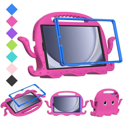 For Samsung Galaxy Tab A9 8.7 X110/X115 Octopus Style EVA Hybrid PC Shockproof Tablet Case with Strap(RoseRed) - Galaxy Tab A9 by buy2fix | Online Shopping UK | buy2fix
