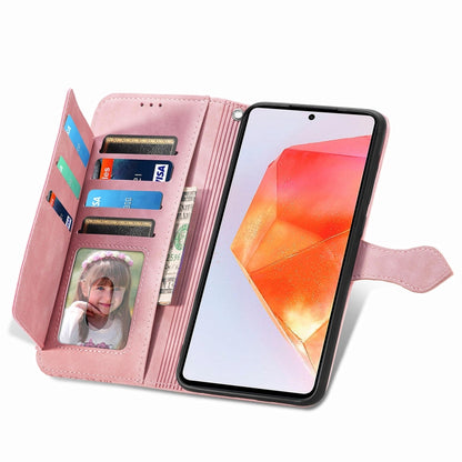 For Samsung Galaxy C55 Embossed Flower Zipper Leather Phone Case(Pink) by buy2fix