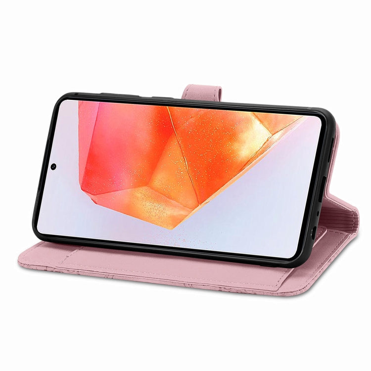 For Samsung Galaxy C55 Embossed Flower Zipper Leather Phone Case(Pink) by buy2fix