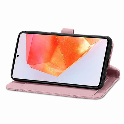 For Samsung Galaxy C55 Embossed Flower Zipper Leather Phone Case(Pink) by buy2fix