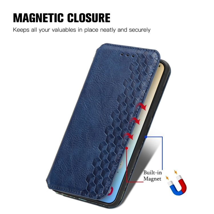For Samsung Galaxy S25+ 5G Cubic Grid Pressed Magnetic Leather Phone Case(Blue) by buy2fix