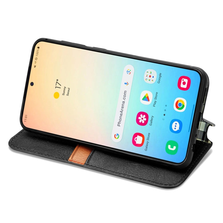 For Samsung Galaxy S25+ 5G Cubic Grid Pressed Magnetic Leather Phone Case(Black) by buy2fix