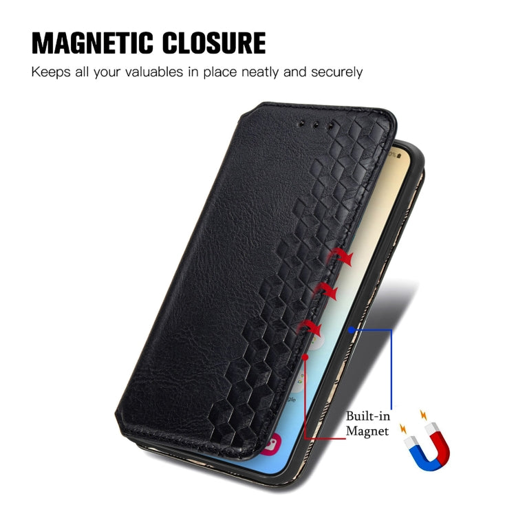 For Samsung Galaxy S25+ 5G Cubic Grid Pressed Magnetic Leather Phone Case(Black) by buy2fix