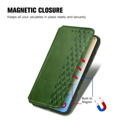 For Samsung Galaxy S25+ 5G Cubic Grid Pressed Magnetic Leather Phone Case(Green) by buy2fix