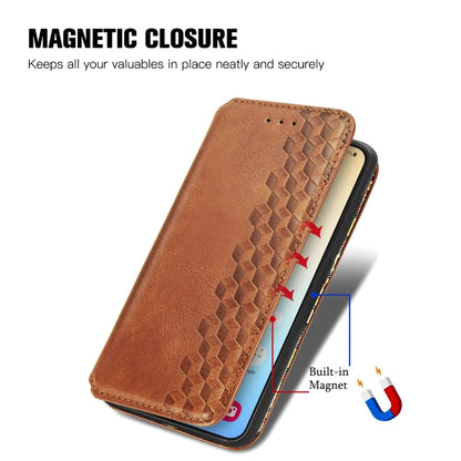 For Samsung Galaxy S25+ 5G Cubic Grid Pressed Magnetic Leather Phone Case(Brown) by buy2fix