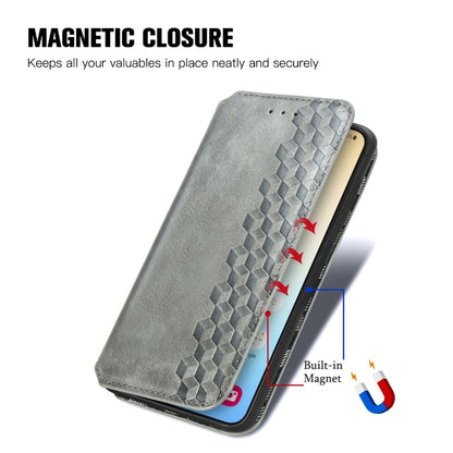 For Samsung Galaxy S25+ 5G Cubic Grid Pressed Magnetic Leather Phone Case(Gray) by buy2fix
