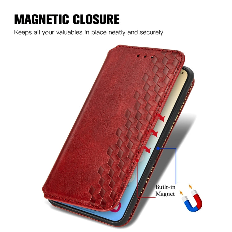 For Samsung Galaxy S25+ 5G Cubic Grid Pressed Magnetic Leather Phone Case(Red) by buy2fix