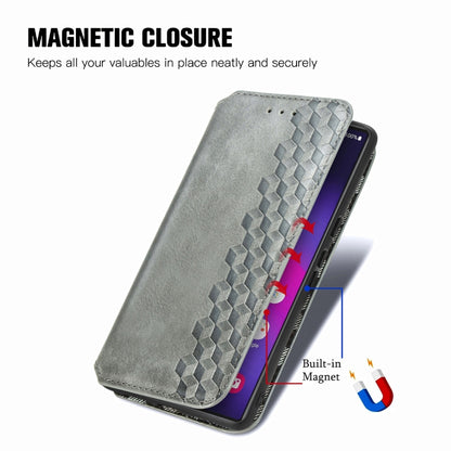 For Samsung Galaxy S25 Ultra 5G Cubic Grid Pressed Magnetic Leather Phone Case(Gray) by buy2fix