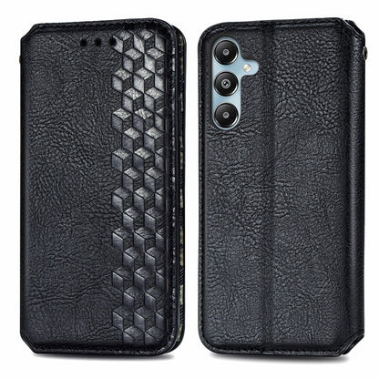 For Samsung Galaxy M14 4G Cubic Grid Pressed Magnetic Leather Phone Case(Black) by buy2fix