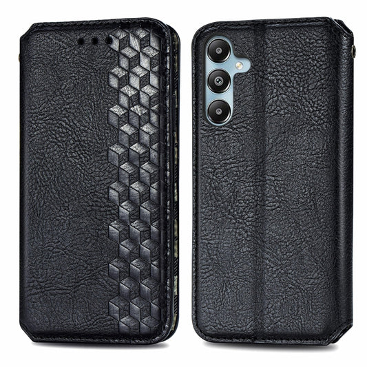 For Samsung Galaxy M14 4G Cubic Grid Pressed Magnetic Leather Phone Case(Black) by buy2fix