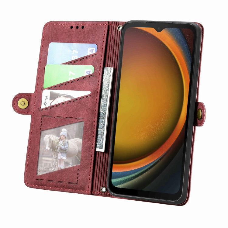For Samsung Galaxy Xcover 7 Geometric Zipper Wallet Side Buckle Leather Phone Case(Red) by buy2fix
