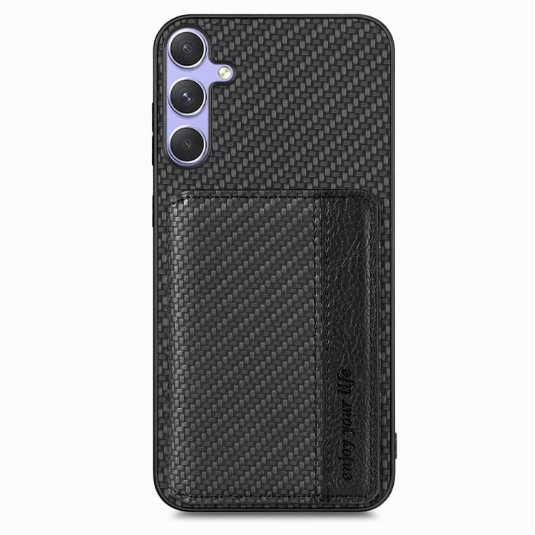 For Samsung Galaxy S25+ 5G Carbon Fiber Magnetic Card Wallet RFID Blocking Phone Case(Black) by buy2fix