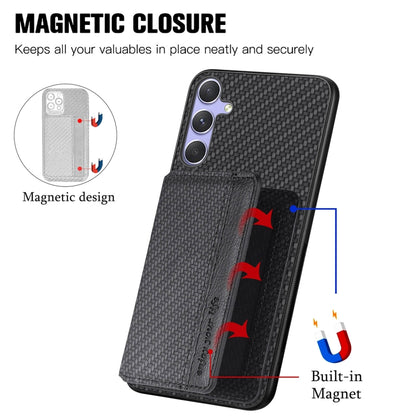 For Samsung Galaxy S25+ 5G Carbon Fiber Magnetic Card Wallet RFID Blocking Phone Case(Black) by buy2fix