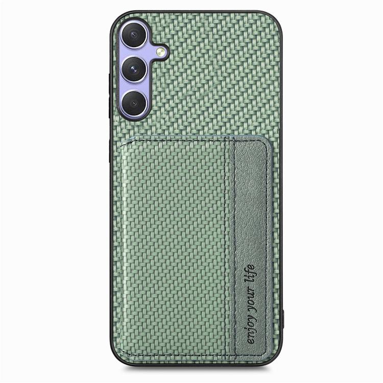 For Samsung Galaxy S25+ 5G Carbon Fiber Magnetic Card Wallet RFID Blocking Phone Case(Green) by buy2fix