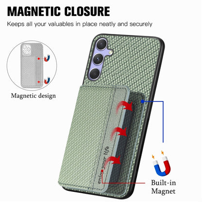 For Samsung Galaxy S25+ 5G Carbon Fiber Magnetic Card Wallet RFID Blocking Phone Case(Green) by buy2fix