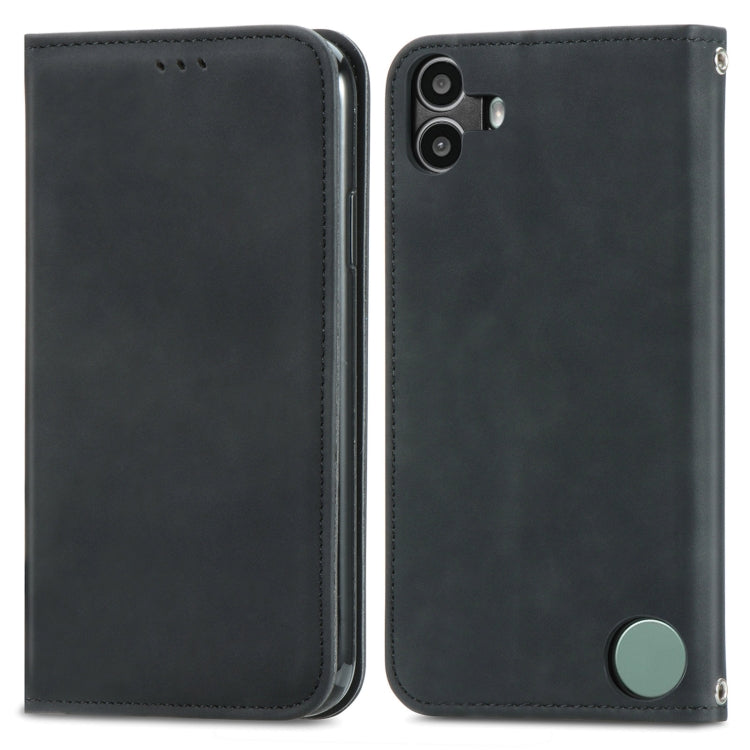 For  Nothing CMF Phone 1 Retro Skin Feel Magnetic Flip Leather Phone Case(Black) - Nothing Cases by buy2fix | Online Shopping UK | buy2fix