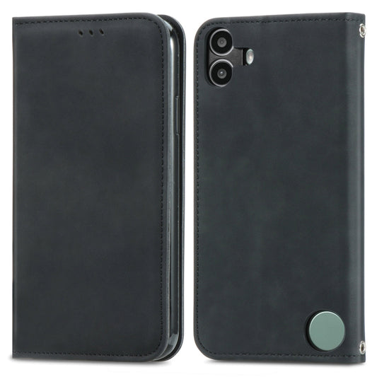 For  Nothing CMF Phone 1 Retro Skin Feel Magnetic Flip Leather Phone Case(Black) - Nothing Cases by buy2fix | Online Shopping UK | buy2fix