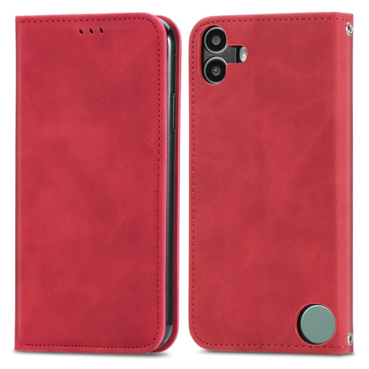 For  Nothing CMF Phone 1 Retro Skin Feel Magnetic Flip Leather Phone Case(Red) - Nothing Cases by buy2fix | Online Shopping UK | buy2fix