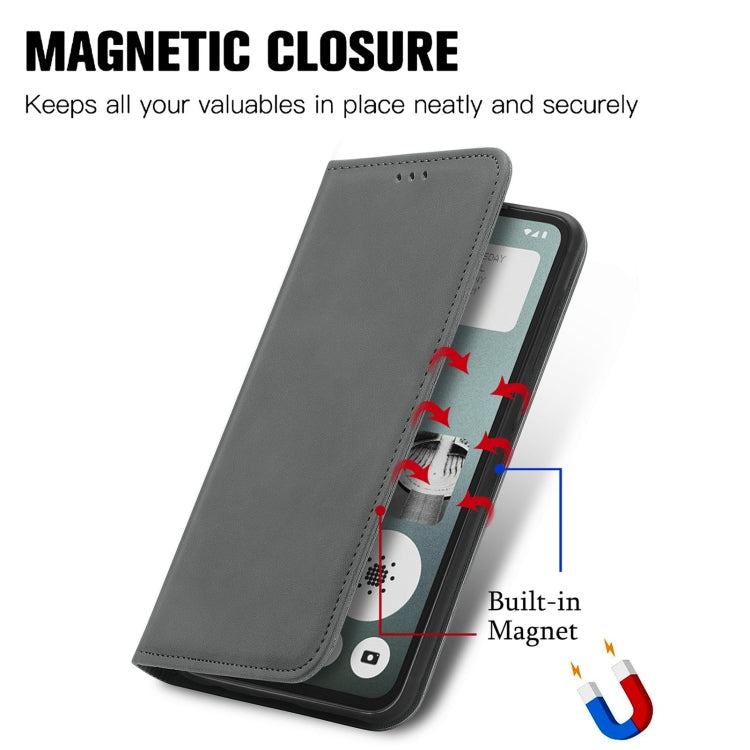 For  Nothing CMF Phone 1 Retro Skin Feel Magnetic Flip Leather Phone Case(Grey) - Nothing Cases by buy2fix | Online Shopping UK | buy2fix
