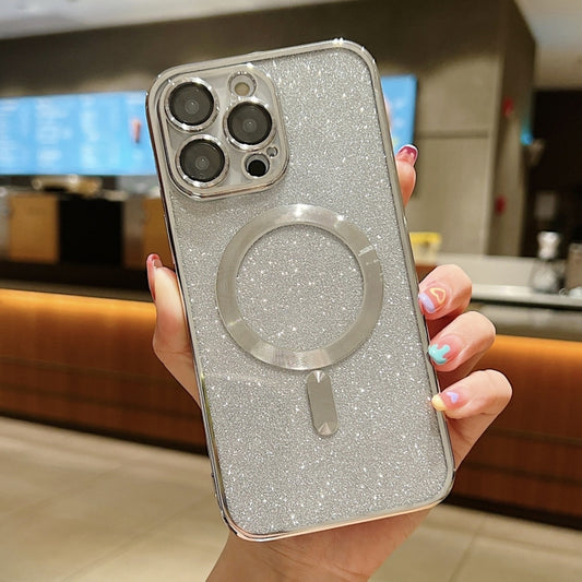 For iPhone 15 Pro Glitter Electroplating MagSafe TPU Phone Case(Silver) - iPhone 15 Pro Cases by buy2fix | Online Shopping UK | buy2fix