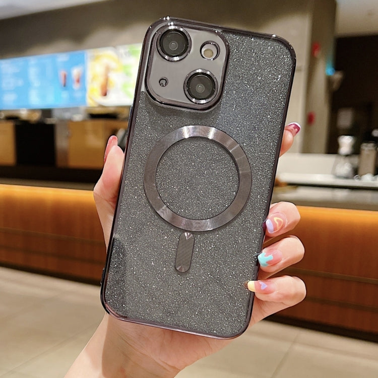 For iPhone 14 Glitter Electroplating MagSafe TPU Phone Case(Black) by buy2fix