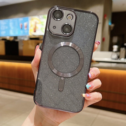 For iPhone 14 Glitter Electroplating MagSafe TPU Phone Case(Black) by buy2fix