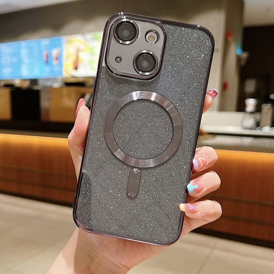 For iPhone 14 Glitter Electroplating MagSafe TPU Phone Case(Black) by buy2fix