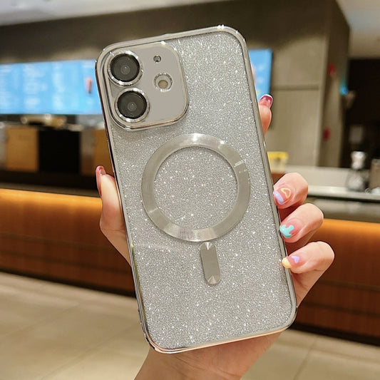 For iPhone 12 Glitter Electroplating MagSafe TPU Phone Case(Silver) by buy2fix