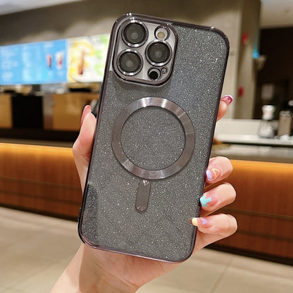 For iPhone 12 Pro Max Glitter Electroplating MagSafe TPU Phone Case(Black) by buy2fix