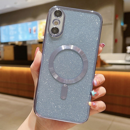 For iPhone X / XS Glitter Electroplating MagSafe TPU Phone Case(Blue) by buy2fix